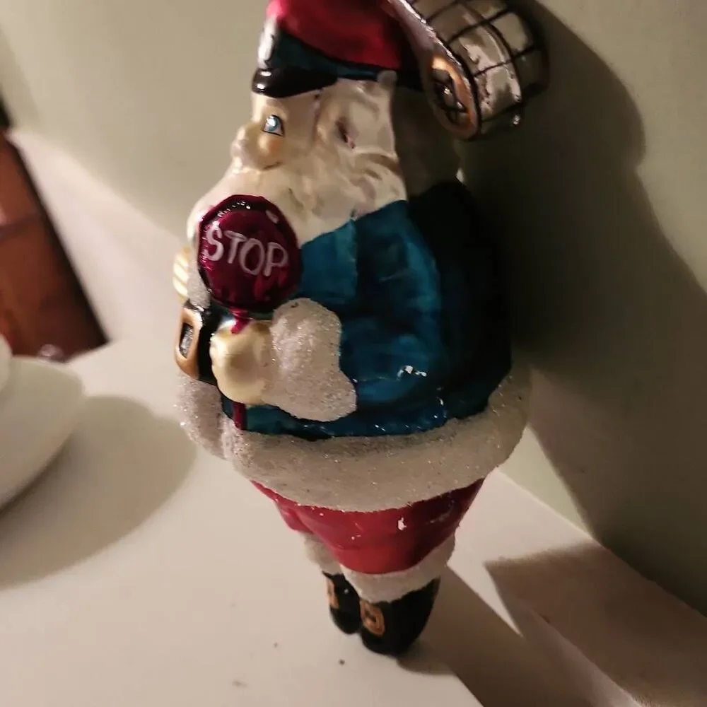 Glass Santa Ornament